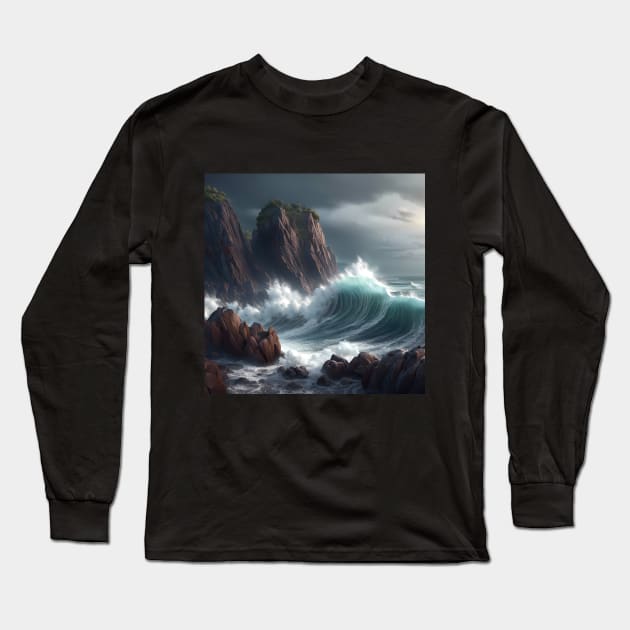 Rocky Shorelines Long Sleeve T-Shirt by SmartPufferFish